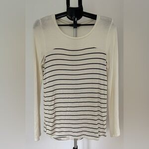 41 Hawthorne | Off White & Gray Stripe Long Sleeve Tee | Size M